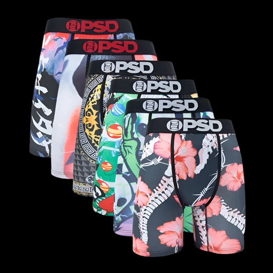 6-Pack PSD Men's Boxer Briefs – Breathable, Stylish, Everyday Comfort